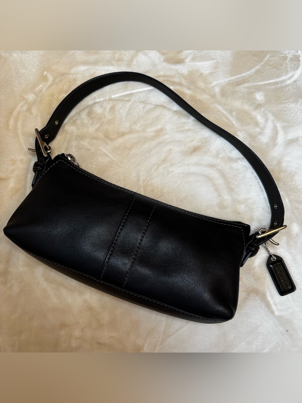 🖤 100% Authentic Y2K COACH East West Baguette #7461 Black leather Shoulder Bag 🖤